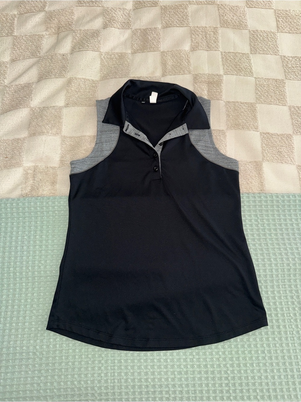 Under Armour Black Sleeveless Polo Tank with Gray Trim